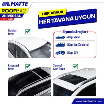 MATTE® Araç Üstü Tavan Çantası, Yeni Nesil PortBagaj - Görsel 4